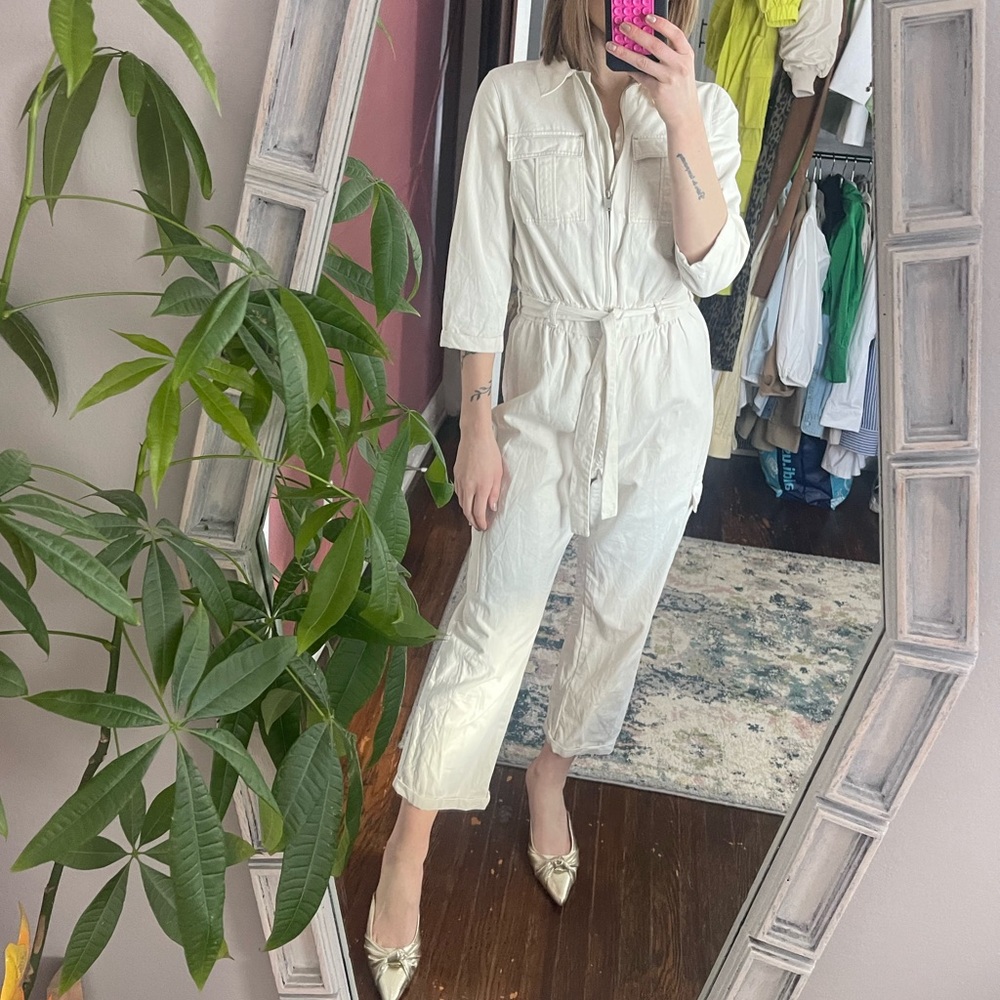 White cargo jumpsuit